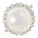 Anello oro 18kt, perla ebrillanti